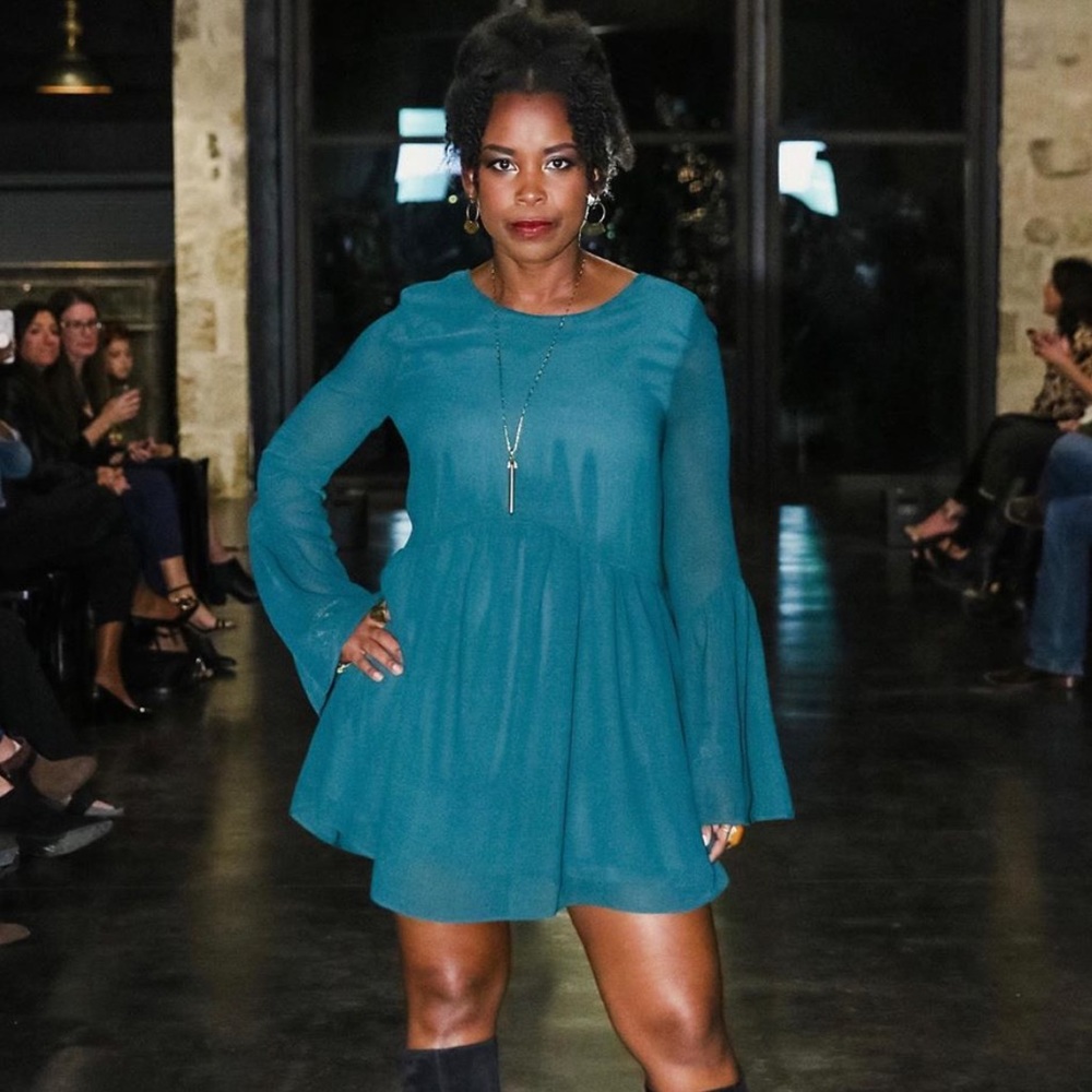 Buddy Love Teal Green Peplum Bell Sleeve Dress